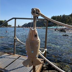 Handcrafted Beige Fish Shaped Purse